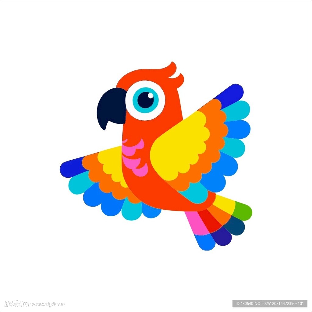 彩色鹦鹉展翅飞翔