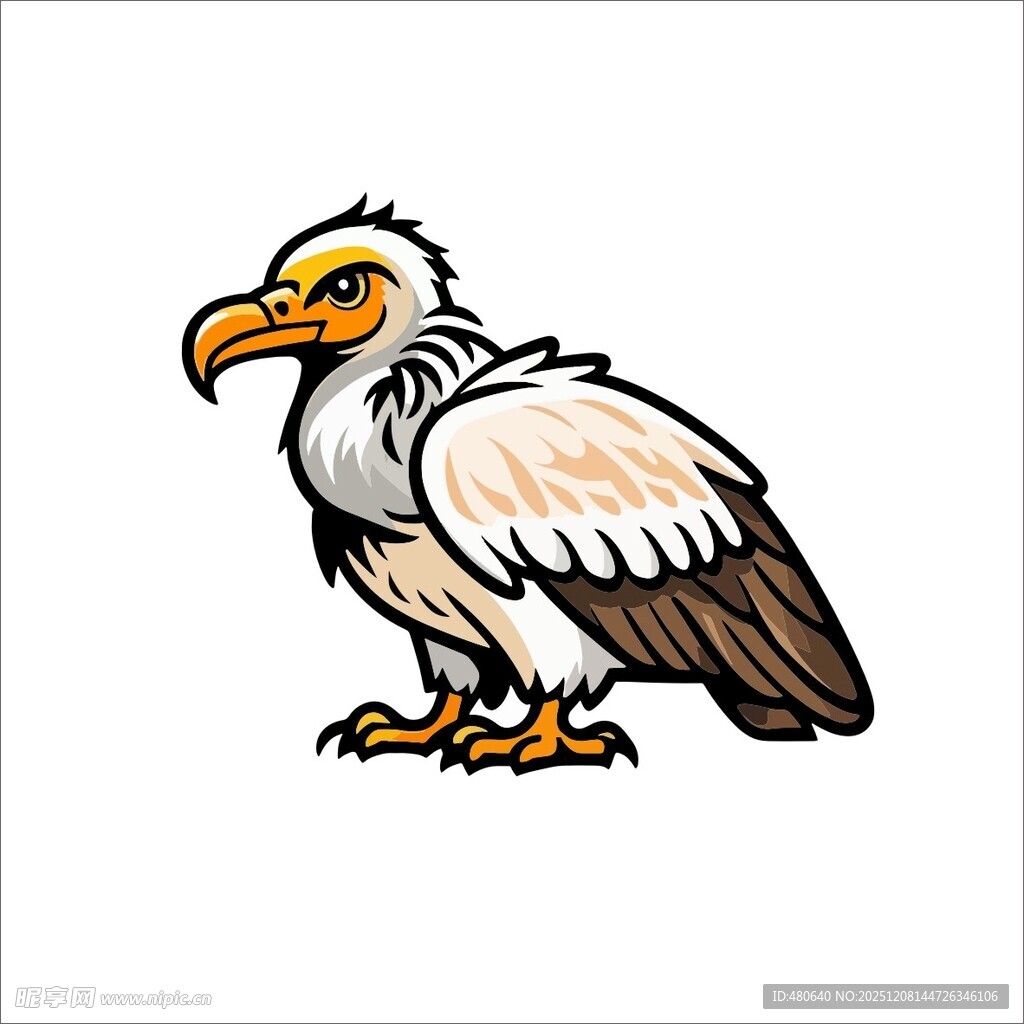 站立的秃鹫卡通形象