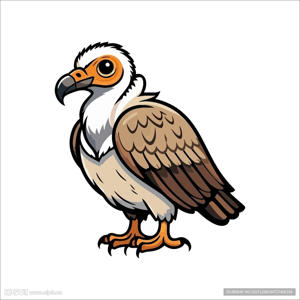 卡通形象的站立秃鹫