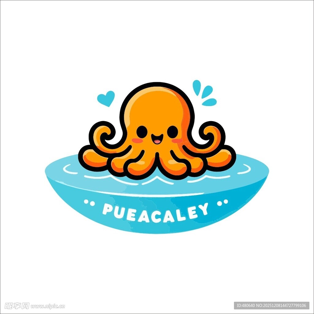 可爱章鱼卡通标志设计