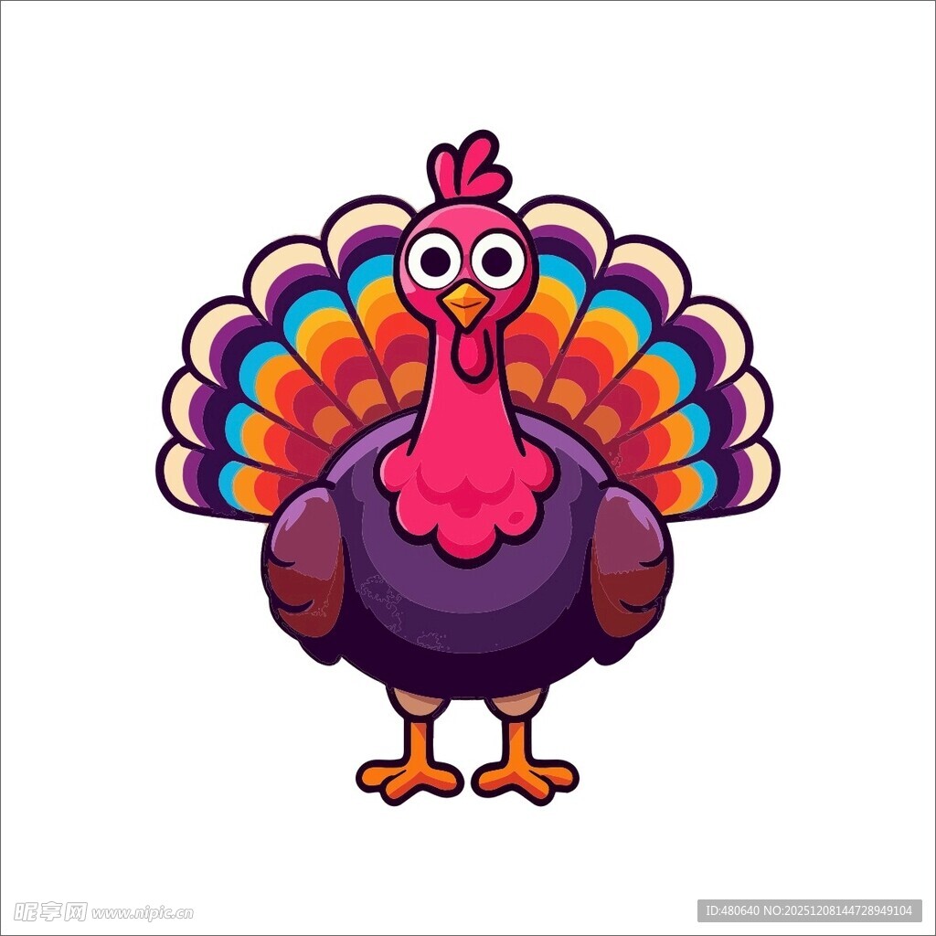 彩色火鸡卡通形象