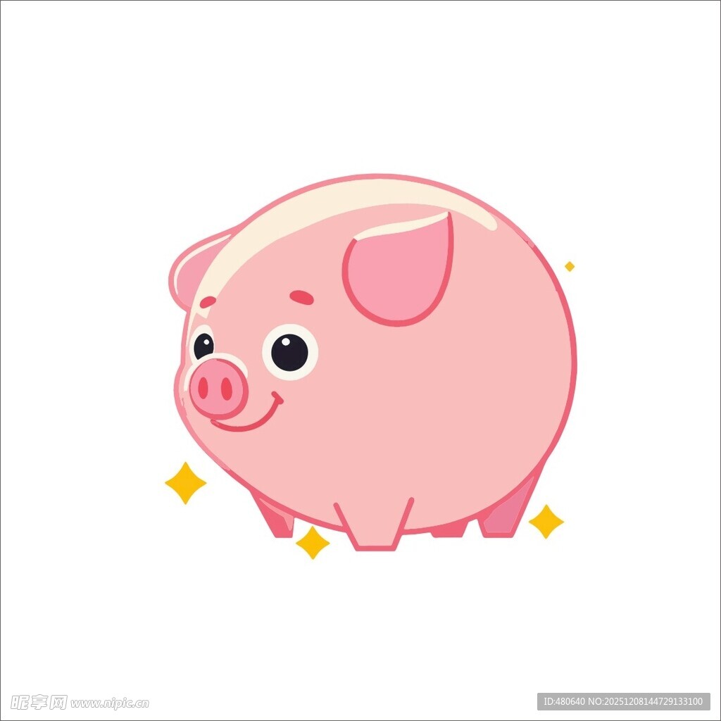 可爱粉色小猪插画