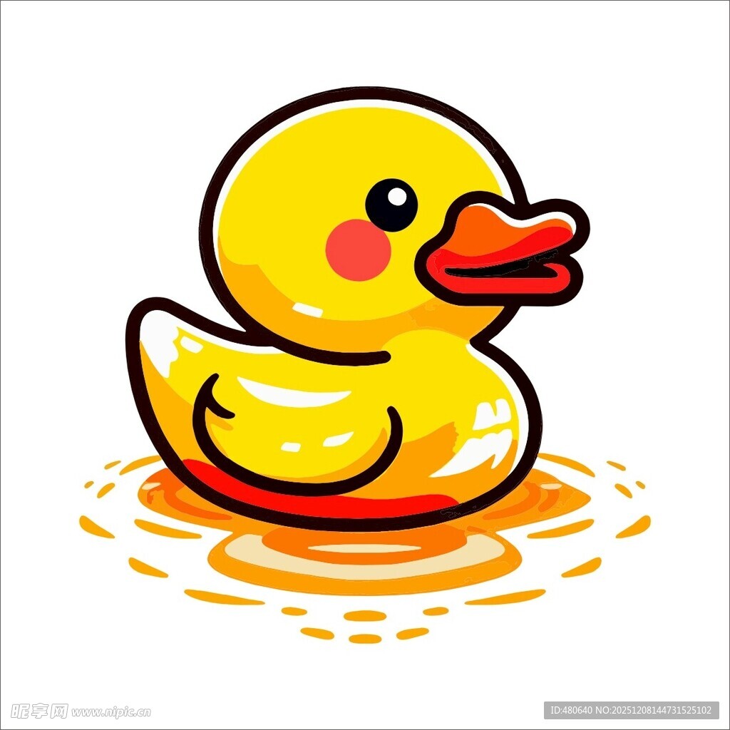 可爱小黄鸭在水中