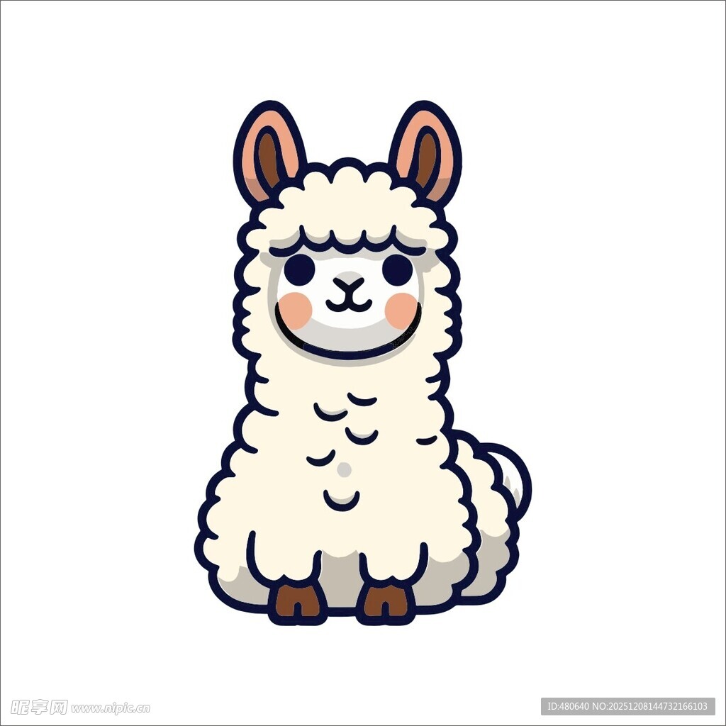 可爱卡通羊驼插画