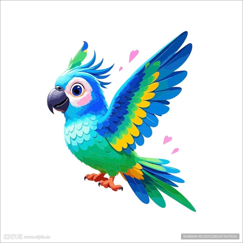 彩色鹦鹉展翅飞翔