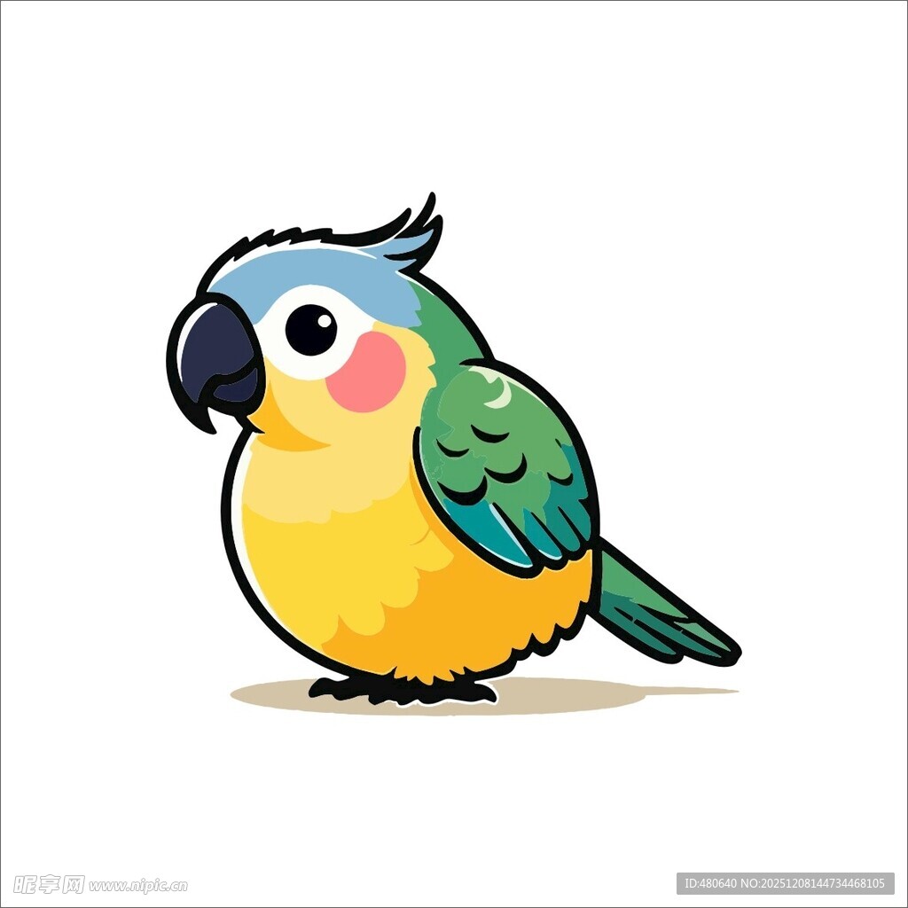 可爱彩色鹦鹉卡通形象