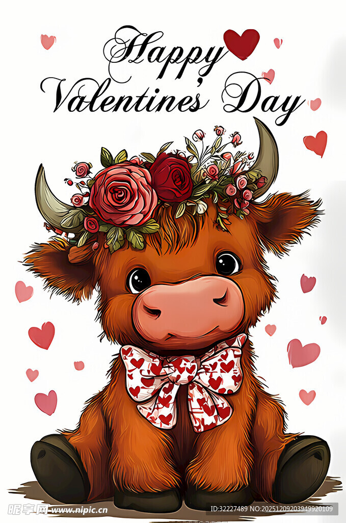情人节小牛插画