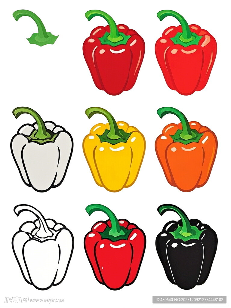 多彩甜椒矢量插画素材