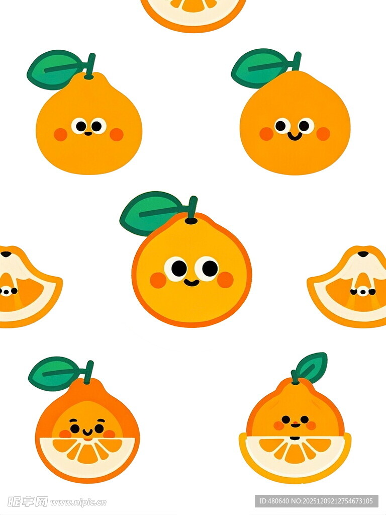 可爱笑脸橙子图案设计