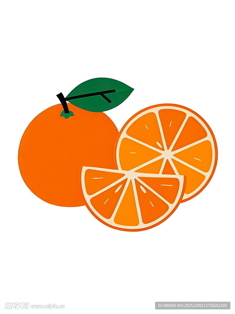 新鲜橙子切片图