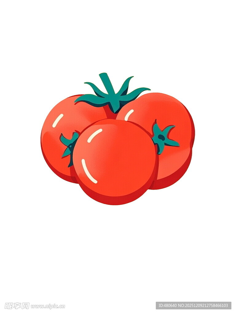 三个红番茄插画