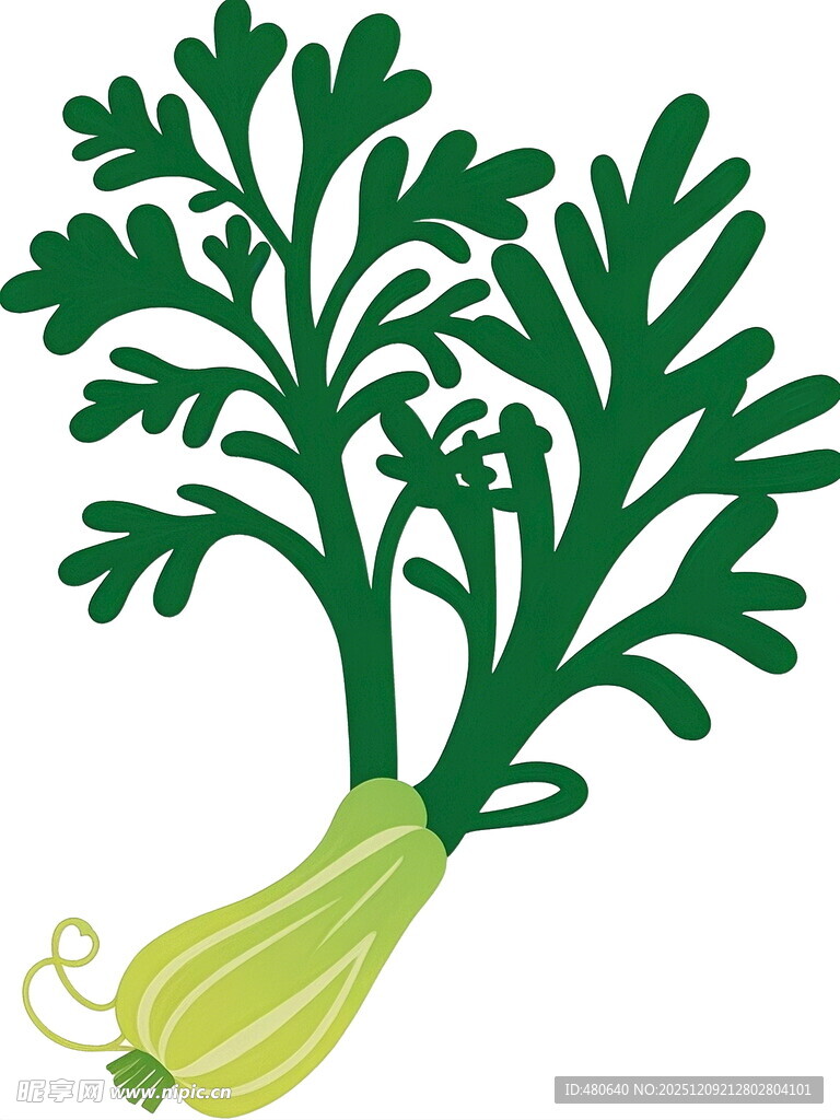 卡通风格的绿色蔬菜插画