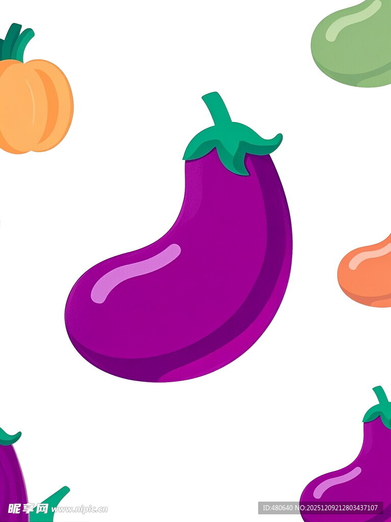 多彩茄子等蔬菜图案