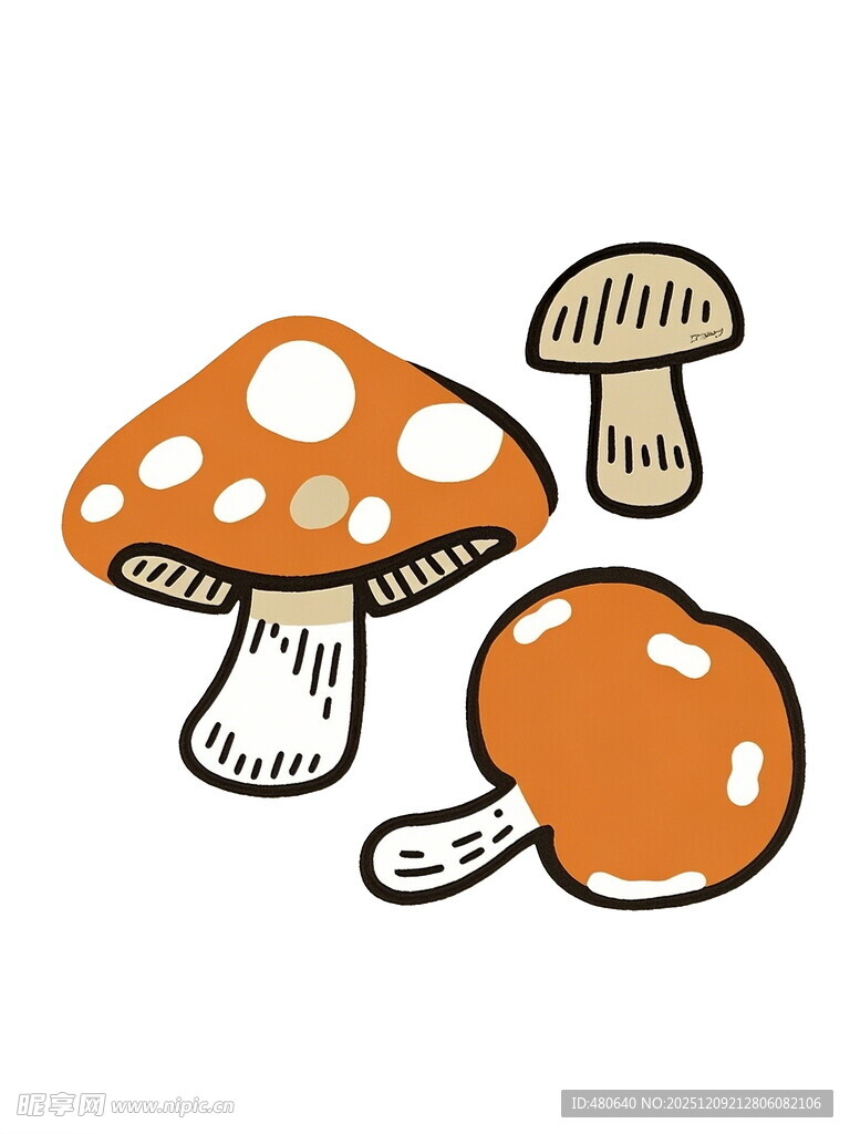 手绘可爱蘑菇插画