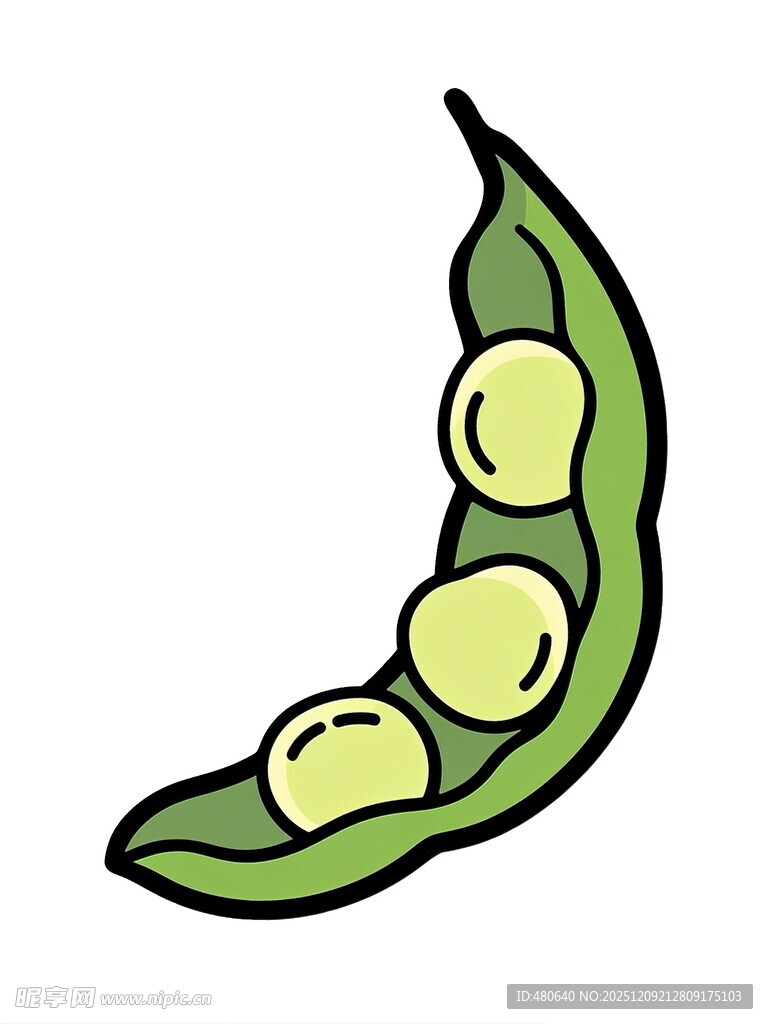 卡通形象的青豆荚