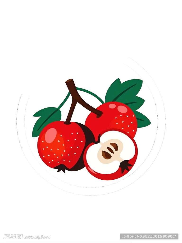 红苹果插画饱满多汁诱人