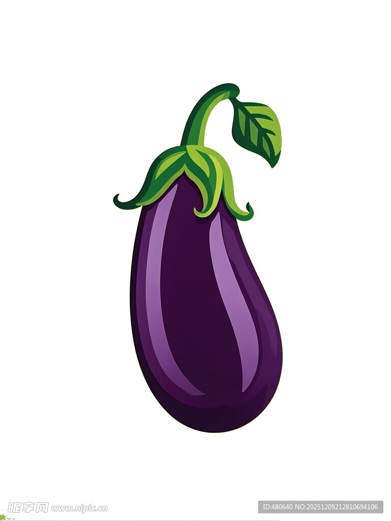 卡通形象的紫色茄子