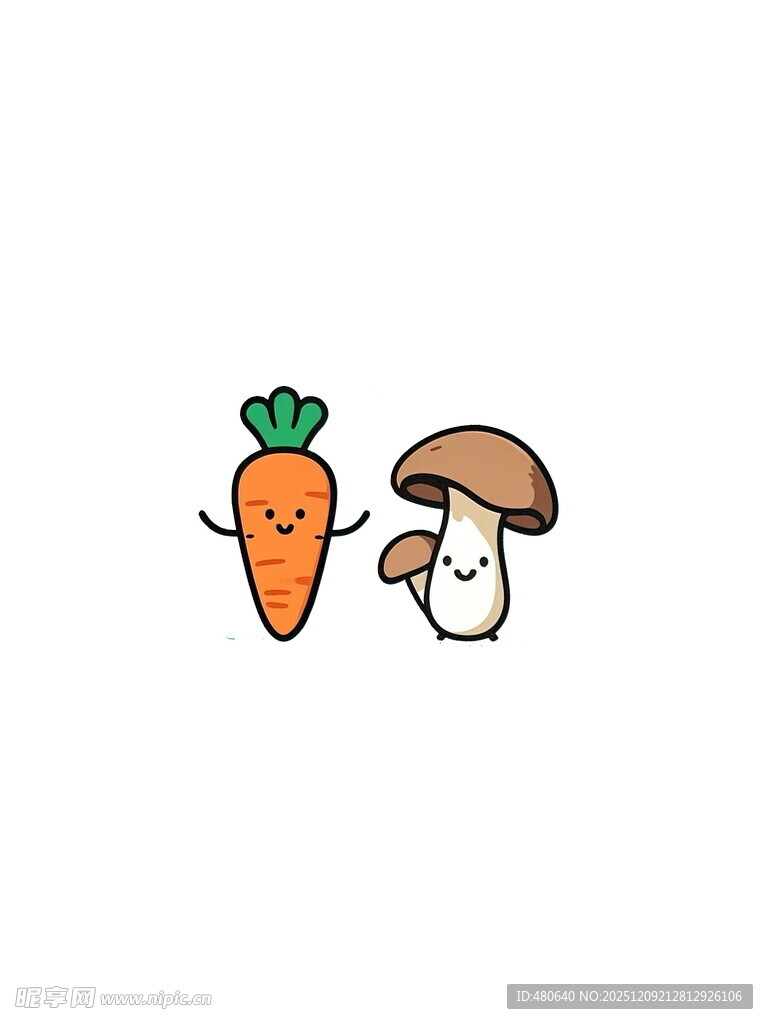 胡萝卜与蘑菇卡通形象