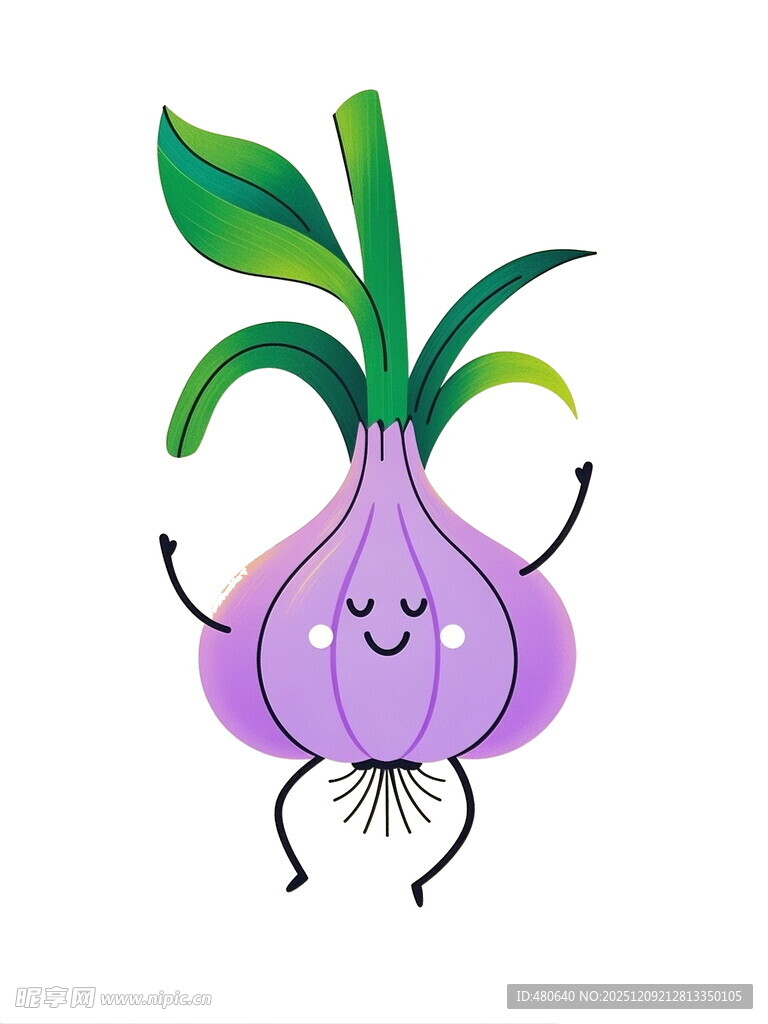 可爱拟人化紫色大蒜形象
