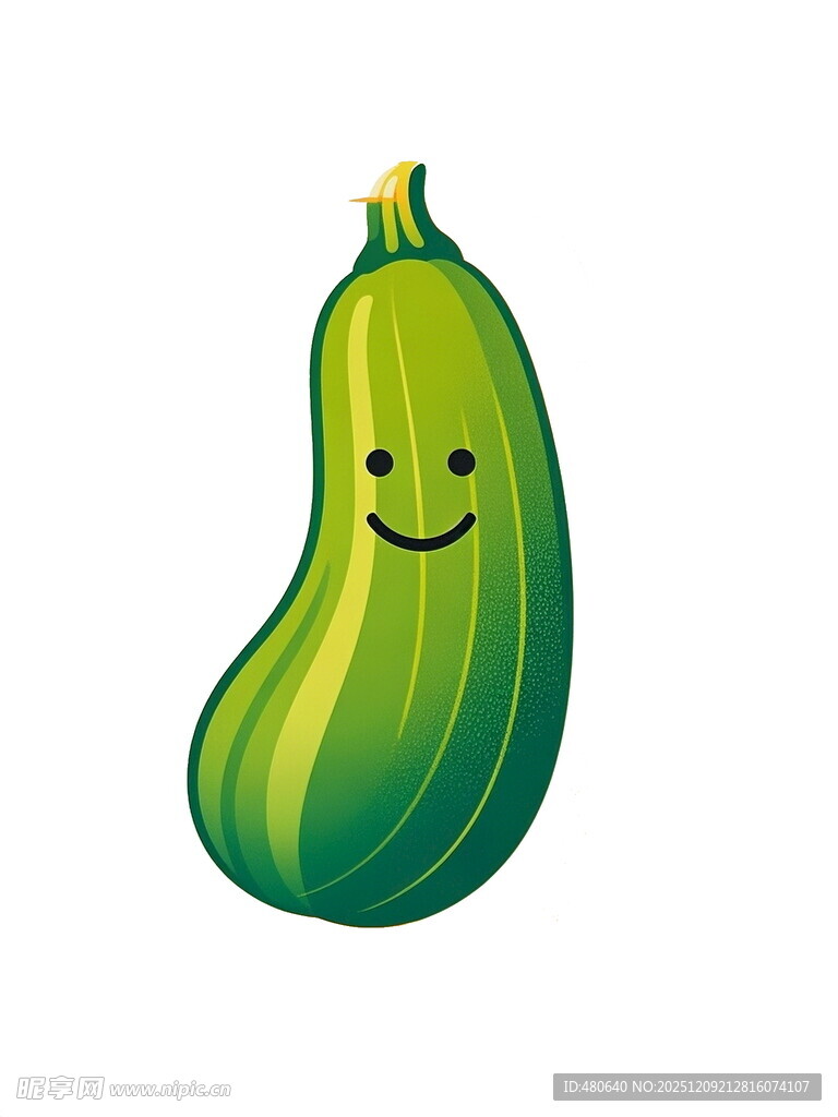 微笑的绿色西葫芦