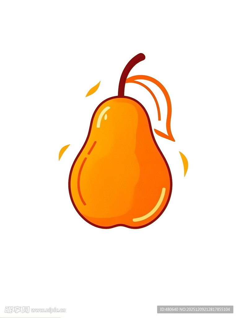 卡通形象的橙色梨子
