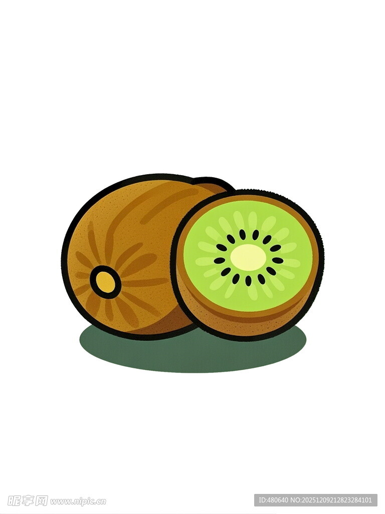 卡通风格切开的猕猴桃