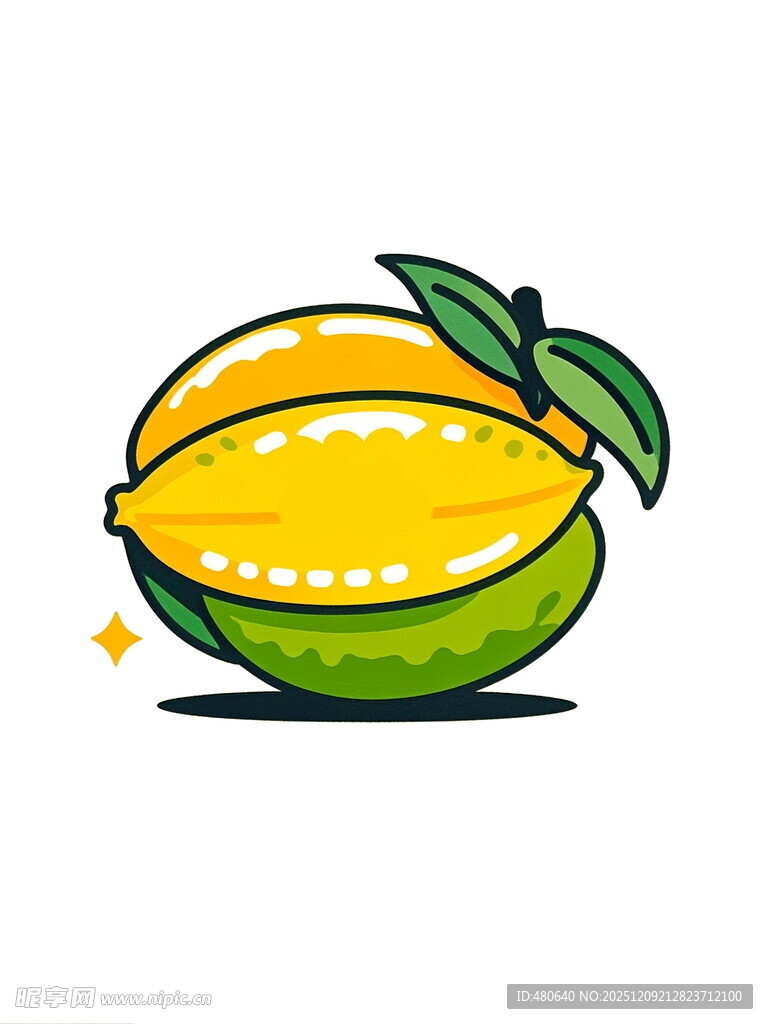 卡通风格切开的芒果