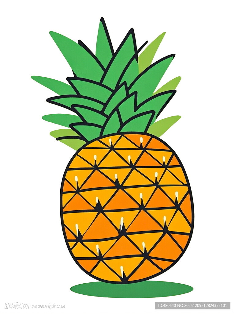 卡通风格的黄色菠萝