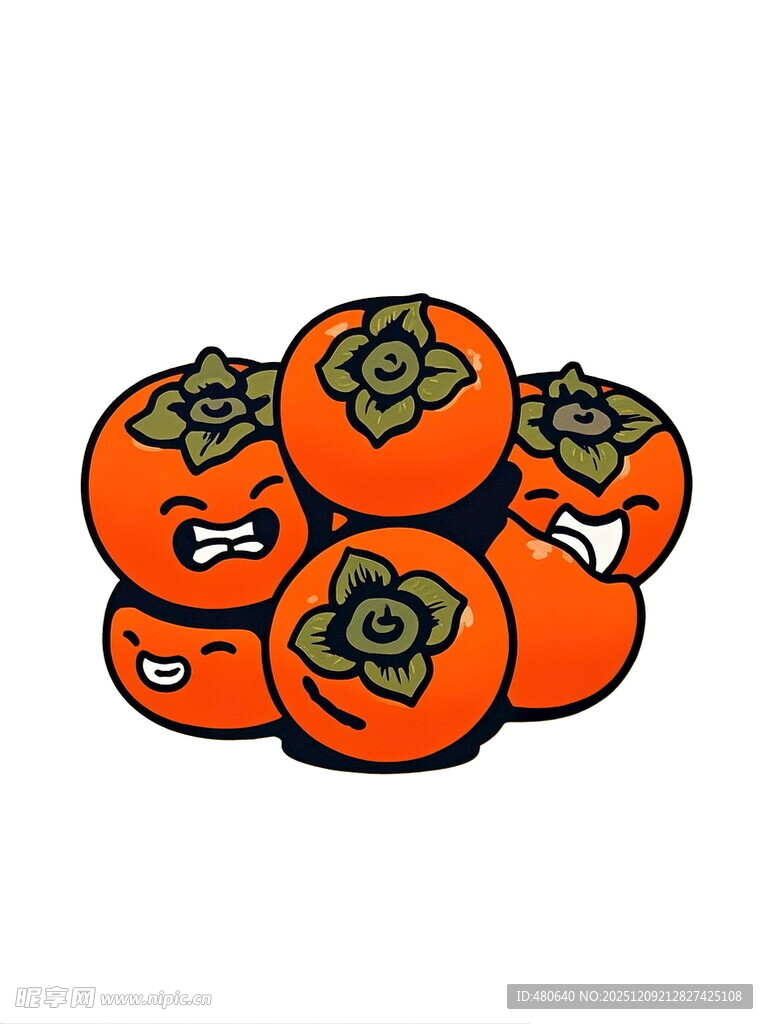 可爱表情柿子堆叠