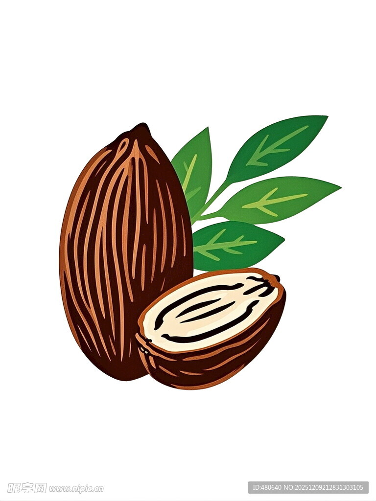 手绘巴旦木坚果插画