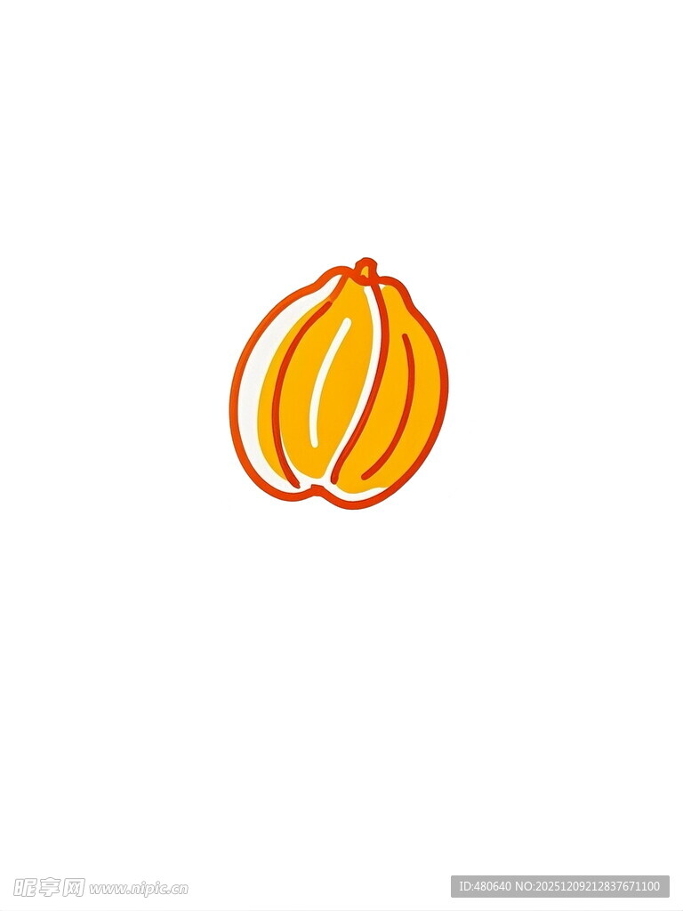简约线条绘制的黄色水果