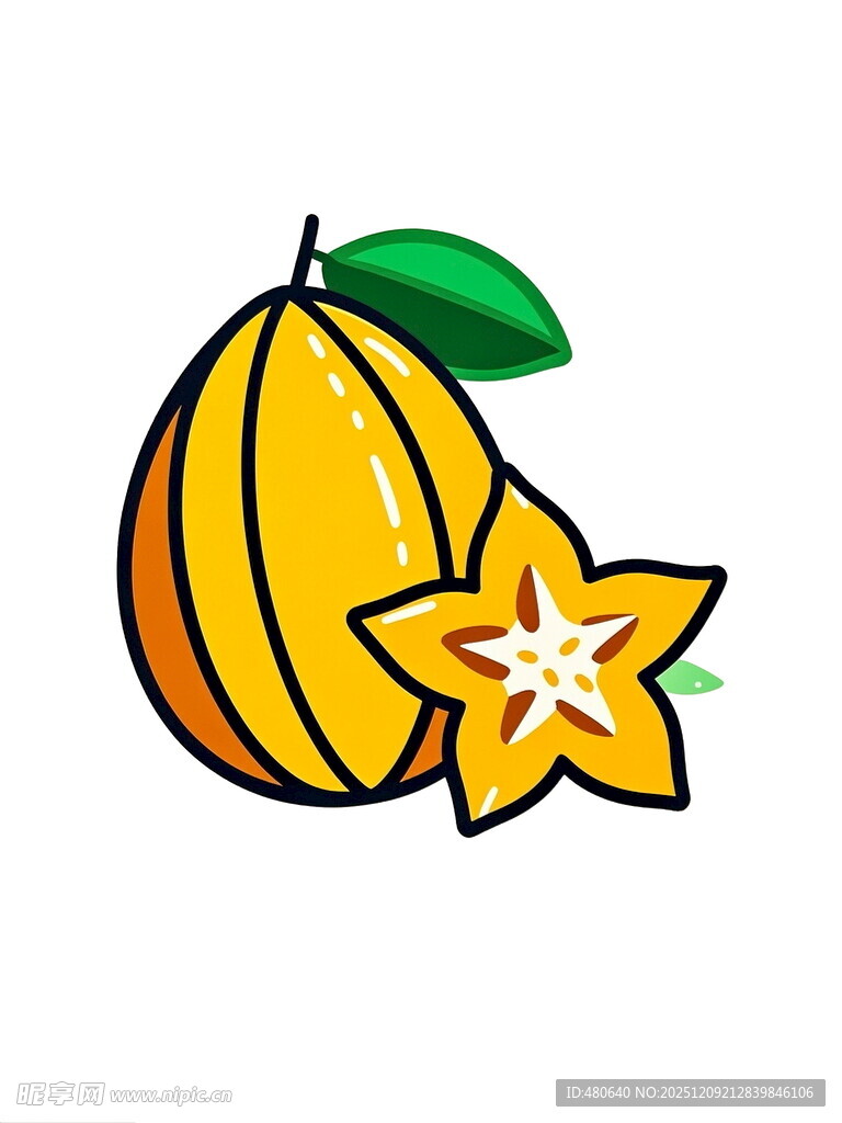 卡通杨桃与完整杨桃形象