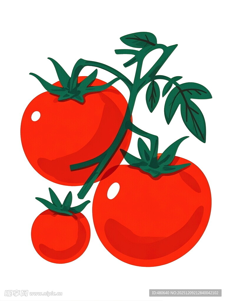 新鲜番茄插画图