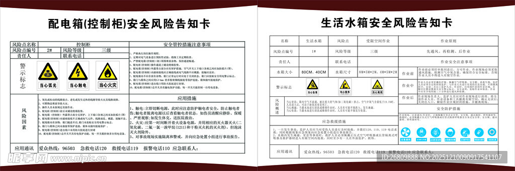 配电箱水箱安全风险告知卡