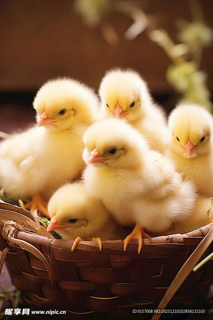 篮子里的可爱小黄鸡