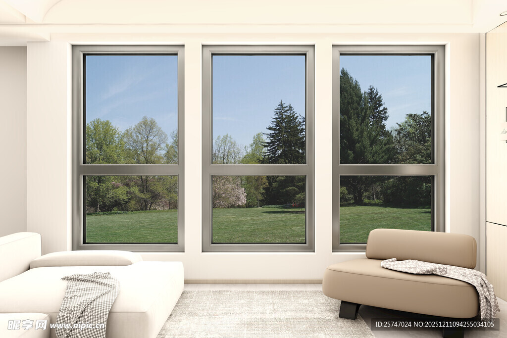 现代简约客厅大窗景观