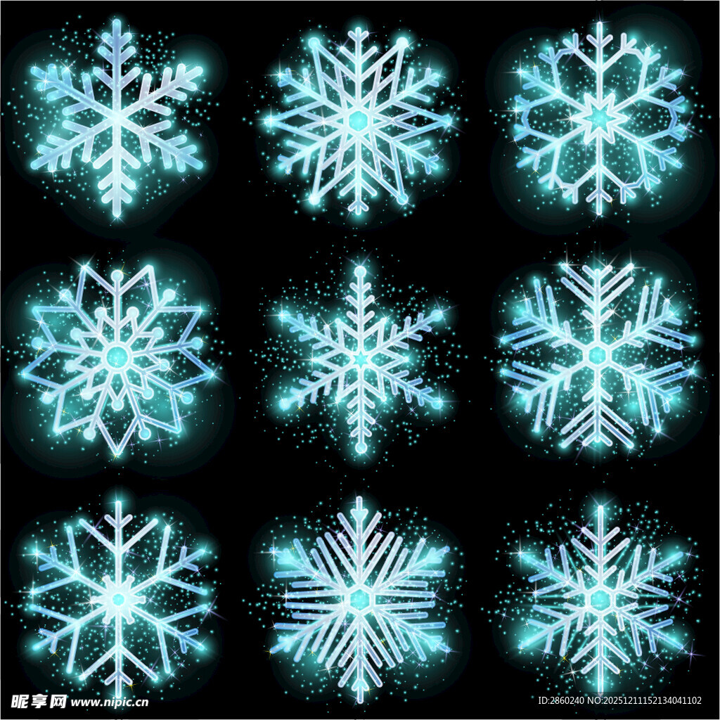 蓝色雪花图案集合