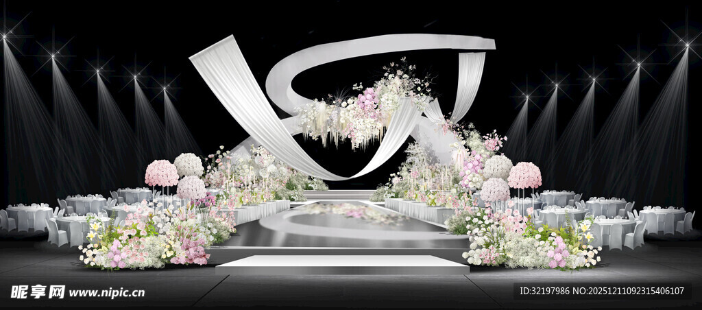 粉白婚礼堂效果图