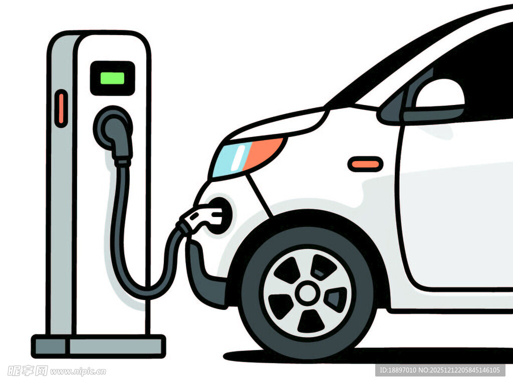 电动汽车正在充电桩充电