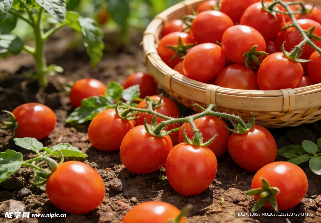 竹篮中的小番茄