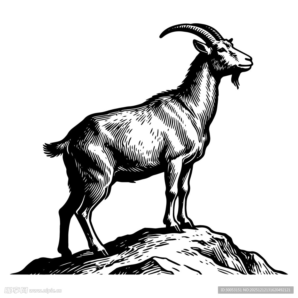 站立于岩石上的山羊