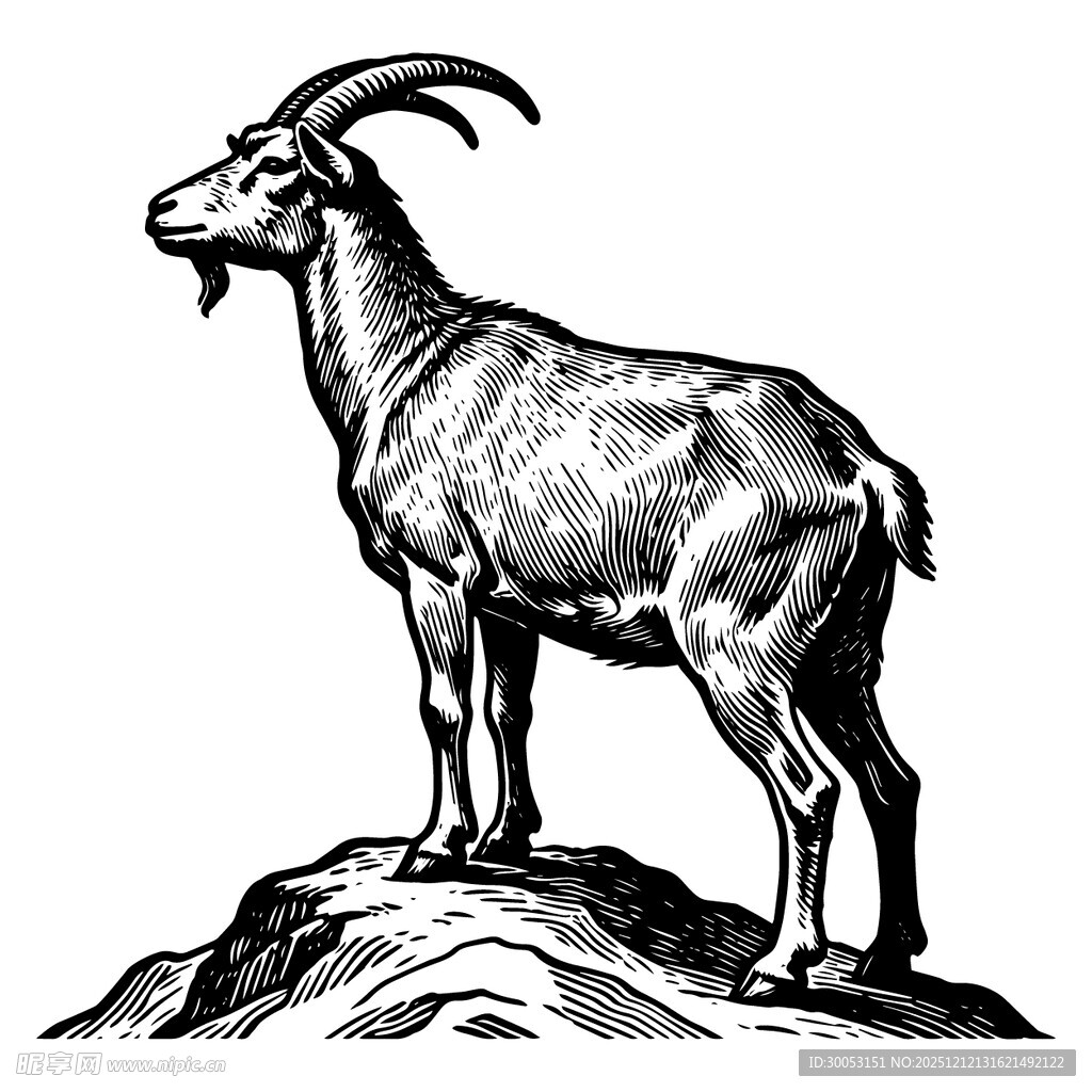 站立岩石上的山羊