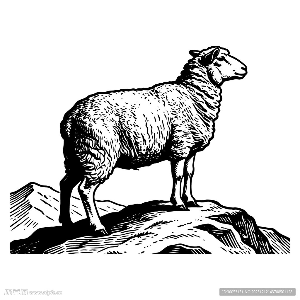 岩石上的绵羊