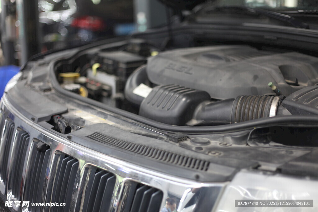 汽车引擎开盖检修