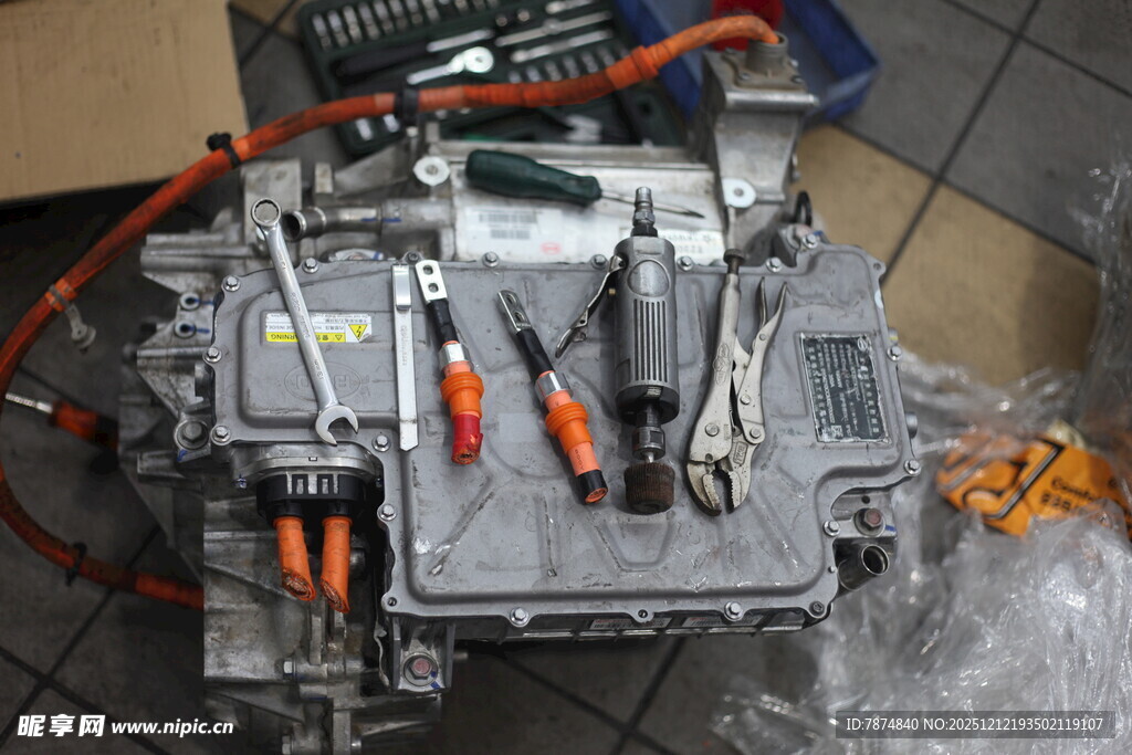 汽车发动机部件特写