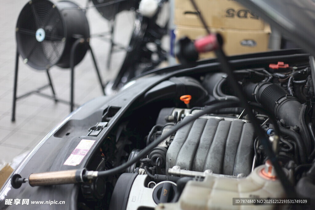 汽车发动机近景特写