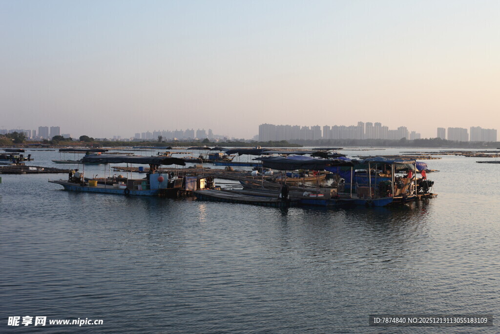 海港停泊船只景象