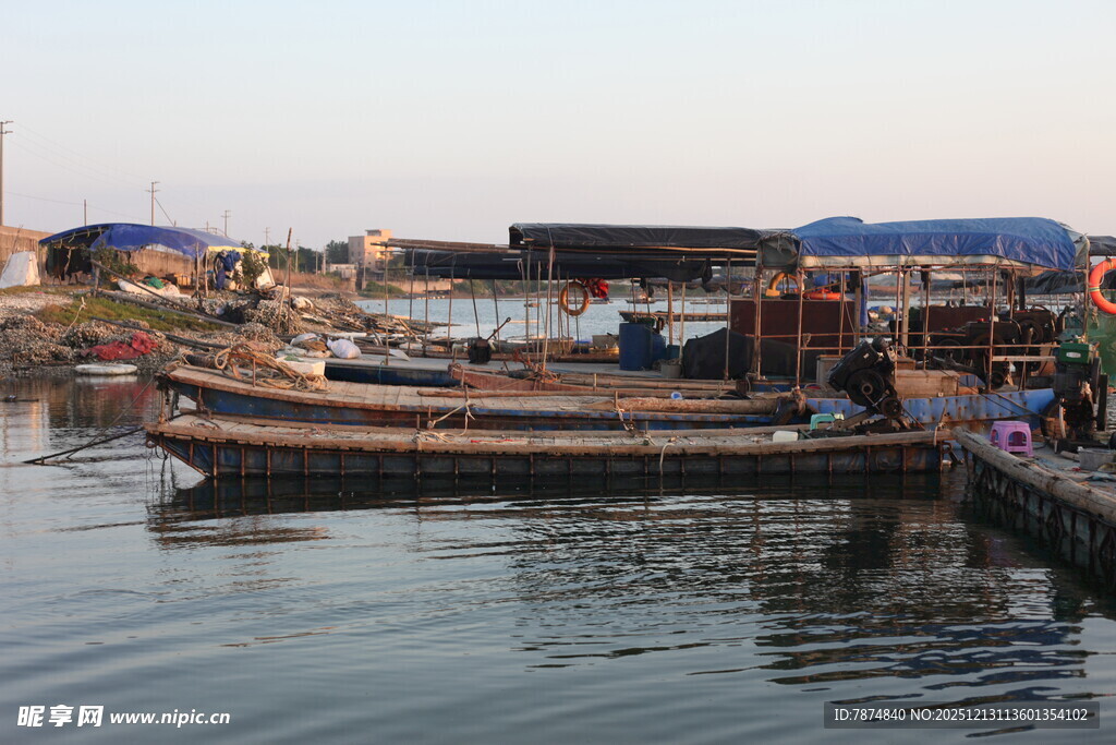 港口停泊的多艘船只