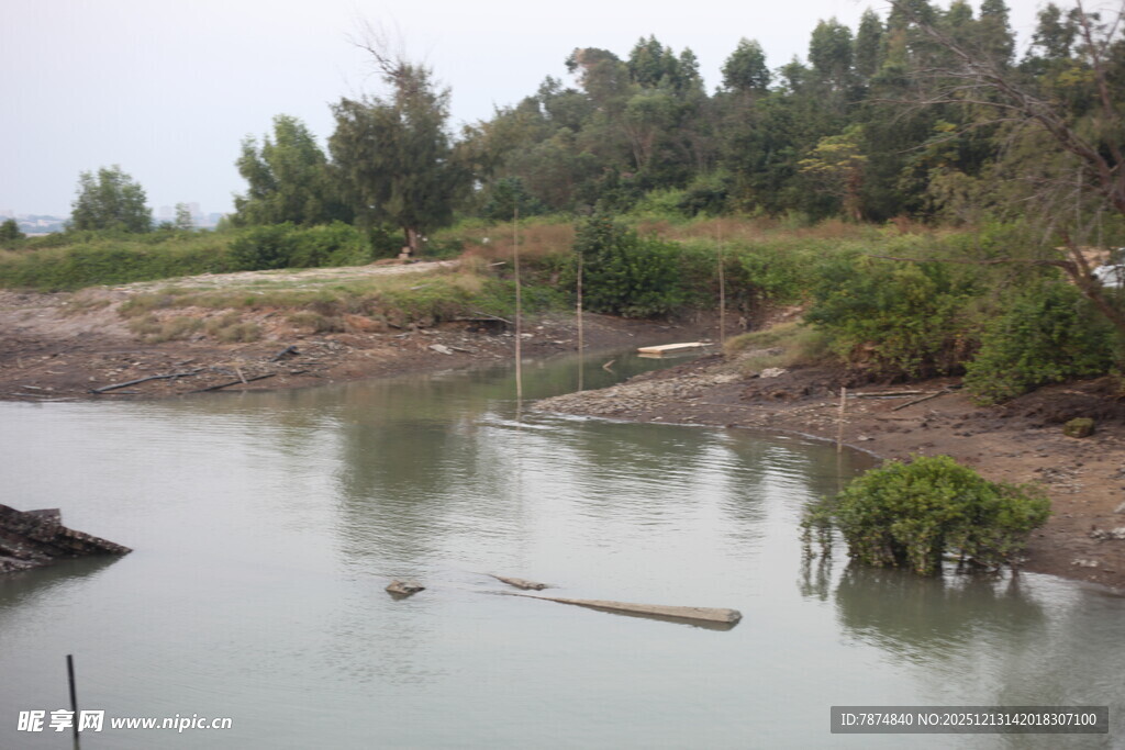 乡村河畔自然景致