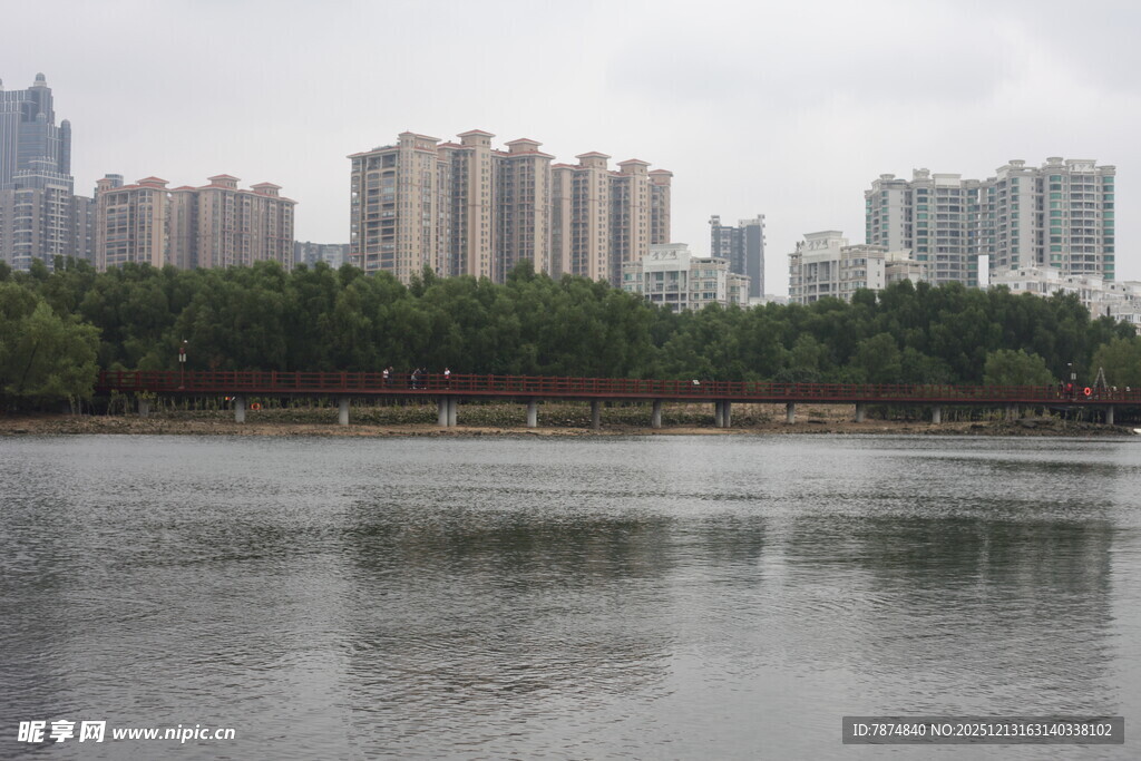城市湖畔风景